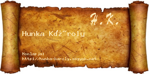 Hunka Károly névjegykártya